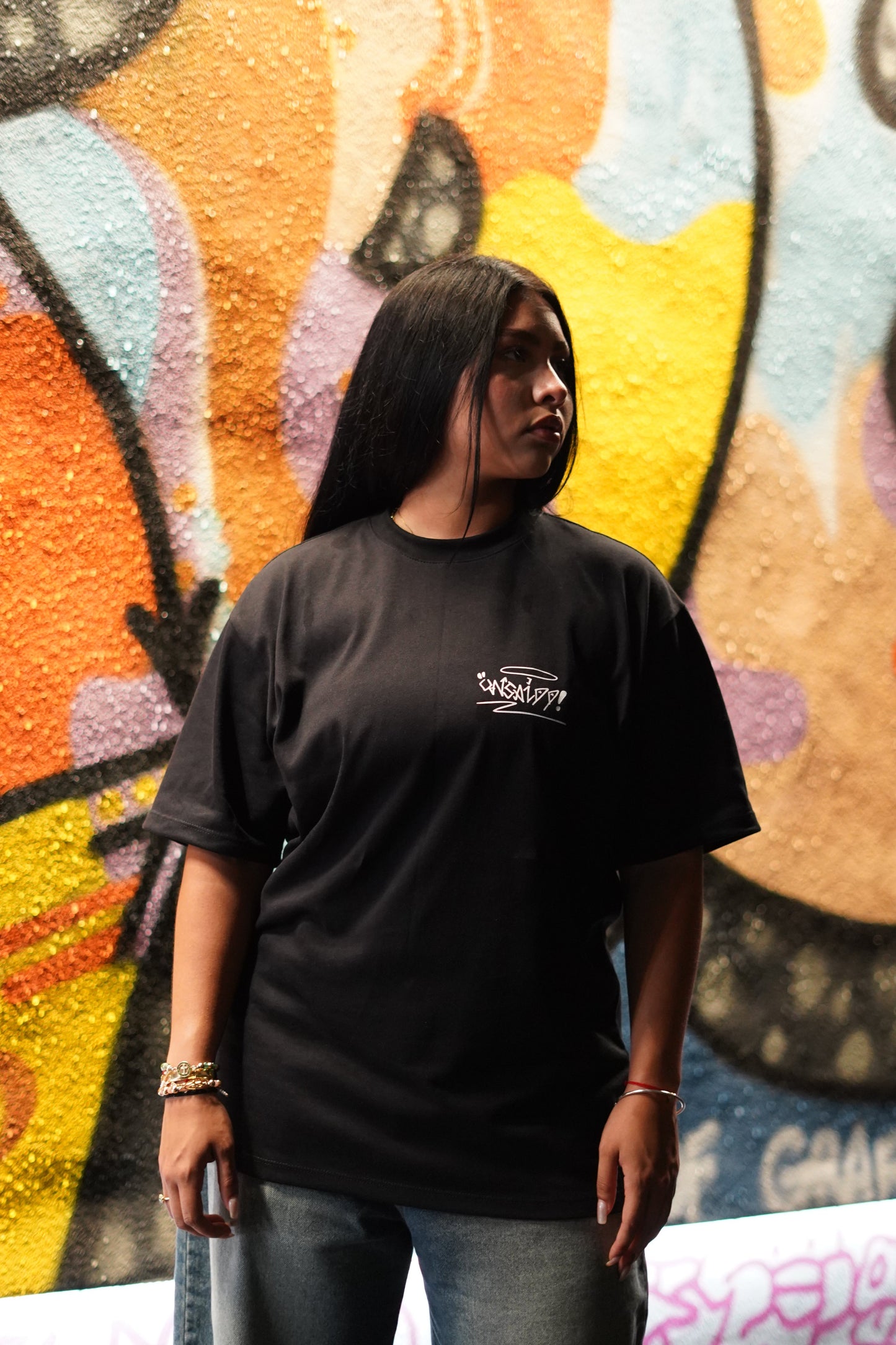 'CREATED TO CREATE' BLACK GRAPHIC T-SHIRT