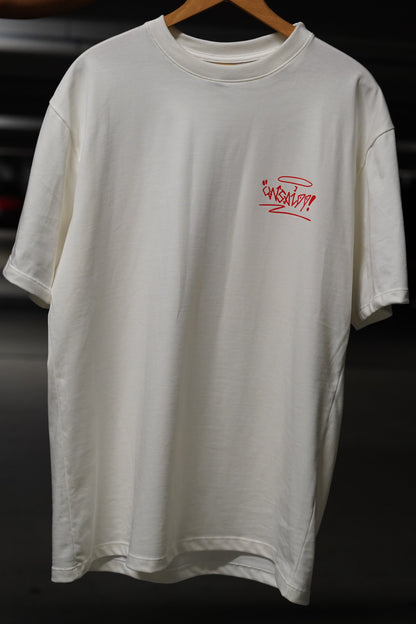 'CREATED TO CREATE' WHITE GRAPHIC T-SHIRT