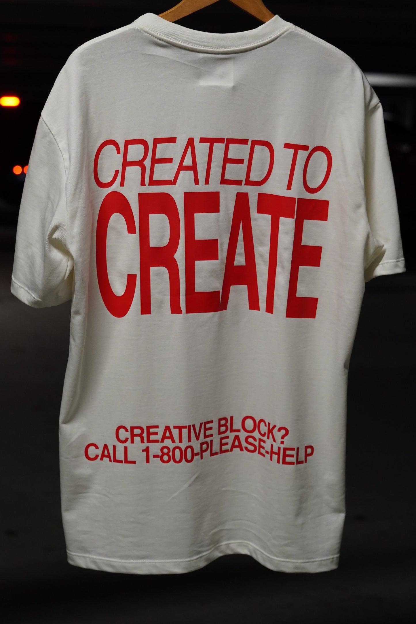 'CREATED TO CREATE' WHITE GRAPHIC T-SHIRT
