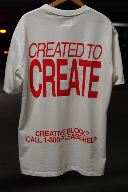 'CREATED TO CREATE' WHITE GRAPHIC T-SHIRT