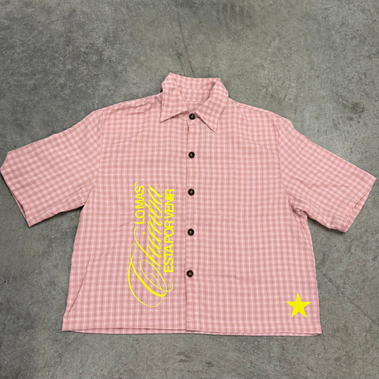 “Lo Más Chimba Está Por Venir” Pink Checkered Button-Up